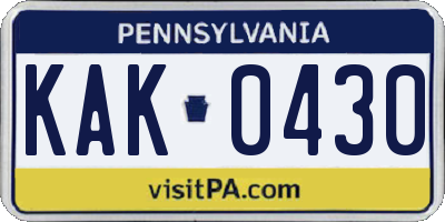 PA license plate KAK0430