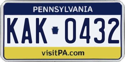 PA license plate KAK0432