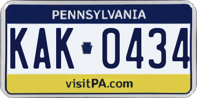 PA license plate KAK0434