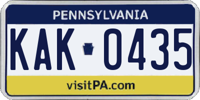 PA license plate KAK0435