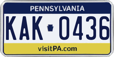PA license plate KAK0436