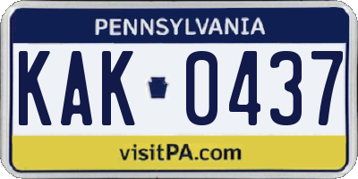 PA license plate KAK0437