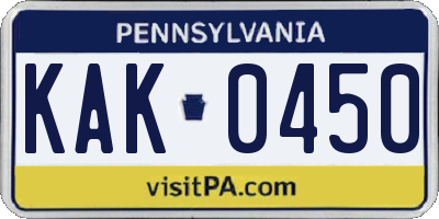 PA license plate KAK0450