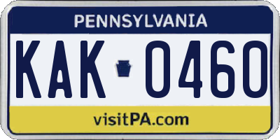PA license plate KAK0460