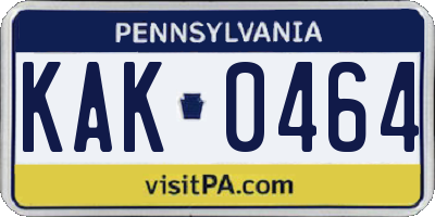 PA license plate KAK0464