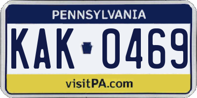 PA license plate KAK0469