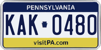 PA license plate KAK0480