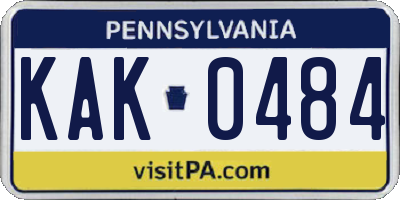 PA license plate KAK0484