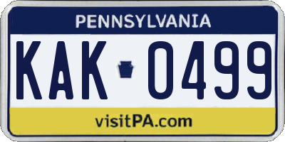 PA license plate KAK0499