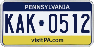 PA license plate KAK0512