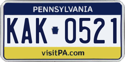 PA license plate KAK0521