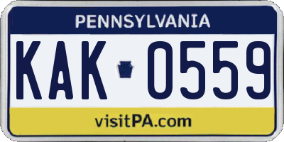 PA license plate KAK0559