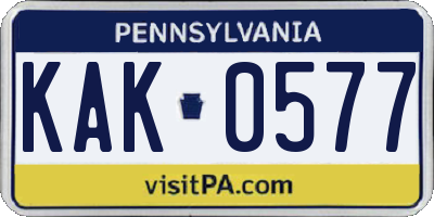 PA license plate KAK0577