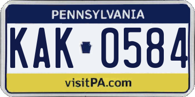 PA license plate KAK0584