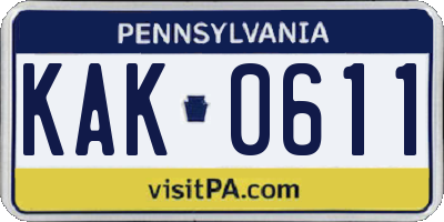 PA license plate KAK0611