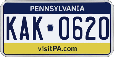 PA license plate KAK0620