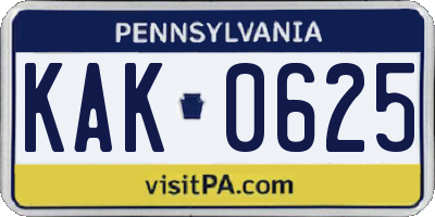 PA license plate KAK0625