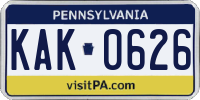 PA license plate KAK0626