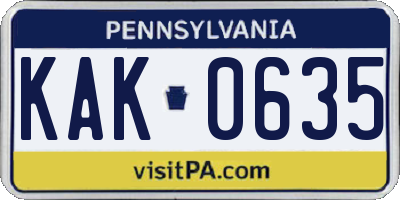 PA license plate KAK0635