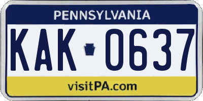 PA license plate KAK0637