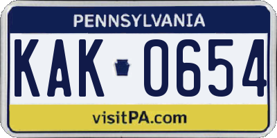 PA license plate KAK0654
