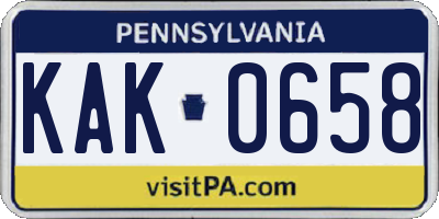 PA license plate KAK0658