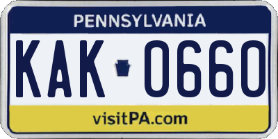 PA license plate KAK0660