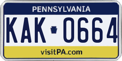 PA license plate KAK0664
