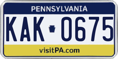 PA license plate KAK0675