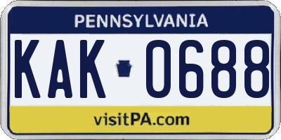PA license plate KAK0688