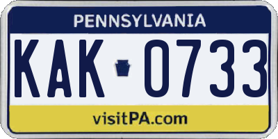 PA license plate KAK0733