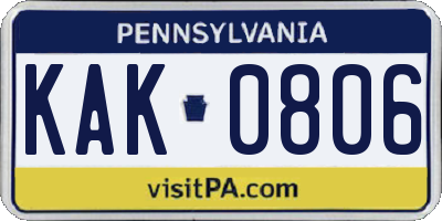 PA license plate KAK0806
