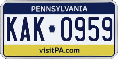 PA license plate KAK0959