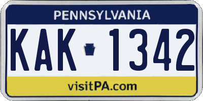 PA license plate KAK1342