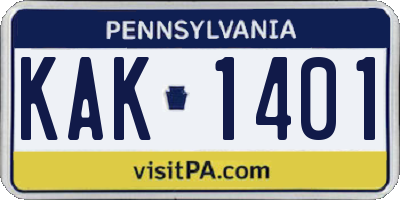 PA license plate KAK1401