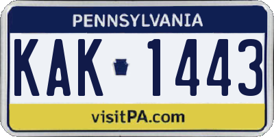 PA license plate KAK1443