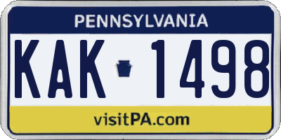 PA license plate KAK1498