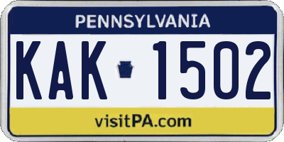 PA license plate KAK1502