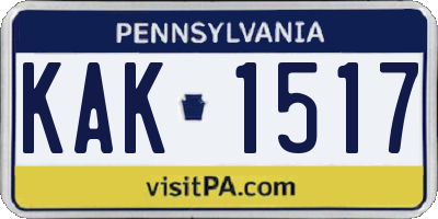 PA license plate KAK1517