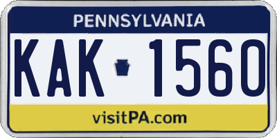 PA license plate KAK1560