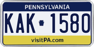 PA license plate KAK1580