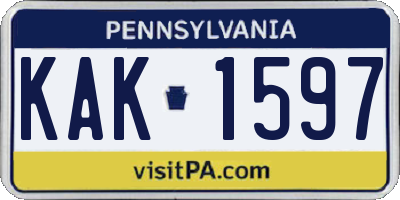 PA license plate KAK1597