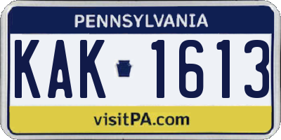 PA license plate KAK1613