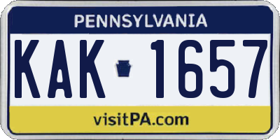 PA license plate KAK1657