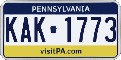 PA license plate KAK1773
