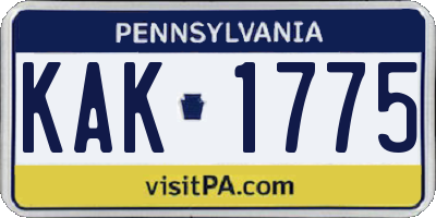 PA license plate KAK1775