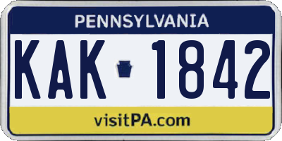 PA license plate KAK1842