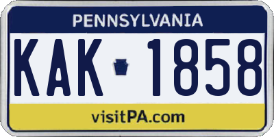 PA license plate KAK1858