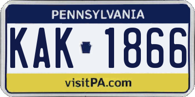 PA license plate KAK1866
