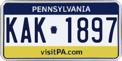 PA license plate KAK1897